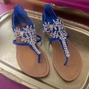 Embellished bright blue Sandals